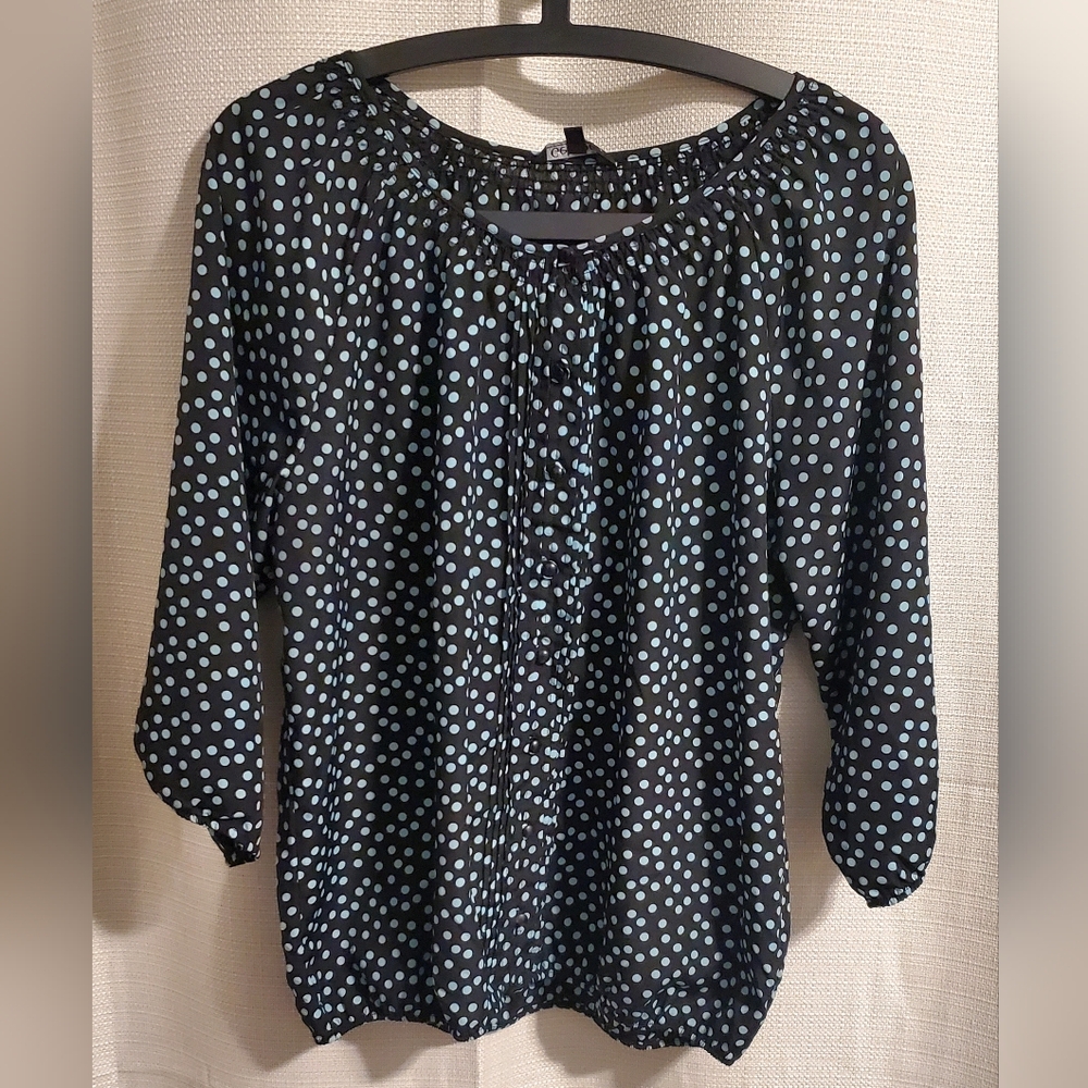 (4/$20) Polka Dot Blouse Long Sleeve - Picture 1 of 5